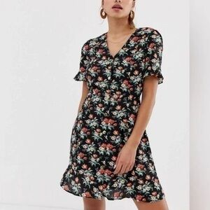 ASOS Oasis Button Down Tea Floral Print Dress Size 16 UK or L/12 US